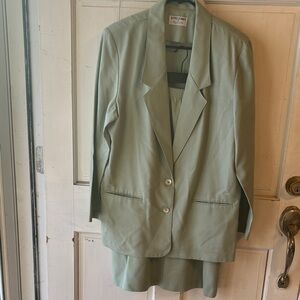 Alfred Dunner Sage Green Blazer and Skirt Set